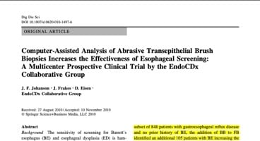 Computer-Assisted Analysis of Abrasive Transepithelial Brush Biopsies Increases the Effectiveness of Esophageal Screening:A Multicenter Prospective Clinical Trial by the EndoCDx Collaborative Group